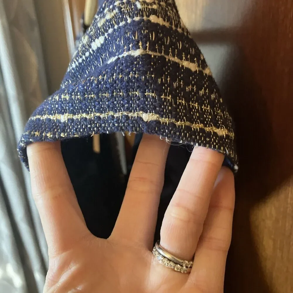 Lilly Pulitzer Ruthy Dress‎ True Navy Metallic Boucle Cap Sleeve Preppy Size 4 - Picture 5 of 12